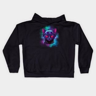 galaxy cat pilot space kitten Kids Hoodie